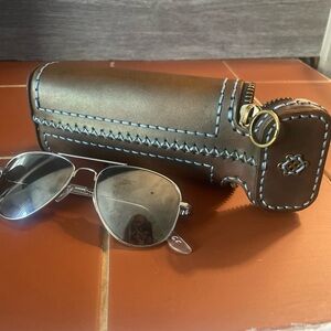 One Of A Kind Hand Crafted Brown Leather Sunglasses Case